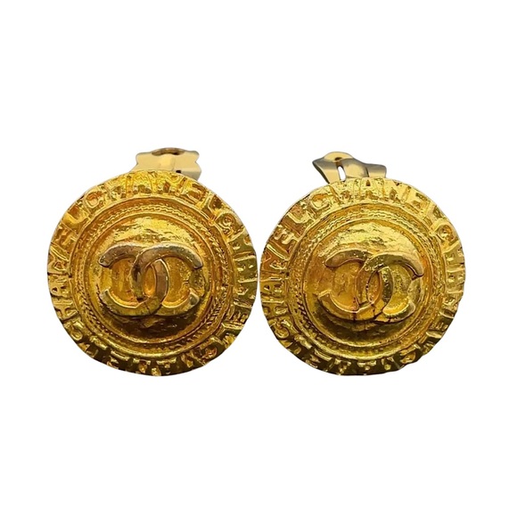 Chanel vintage medallion gold earrings - Picture 1 of 8